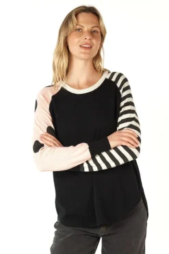 Zaket & Plover Spot + Stripe Crew | Black